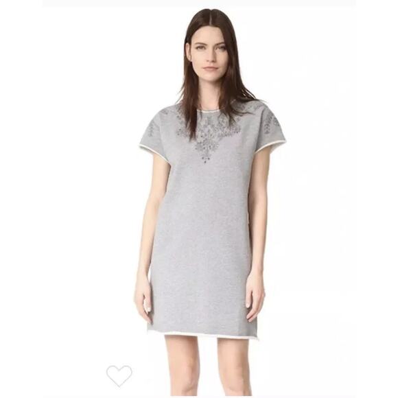 Rag and Bone Jeans Eyelet Embroidered Gray Dress Short Sleeve Womens Medium Grey - Picture 1 of 7